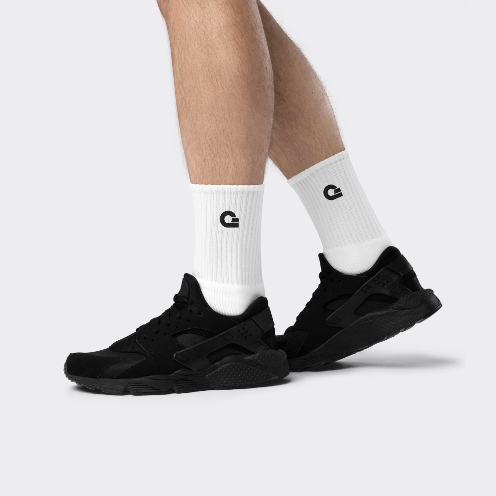 White Mode Embroidered Socks